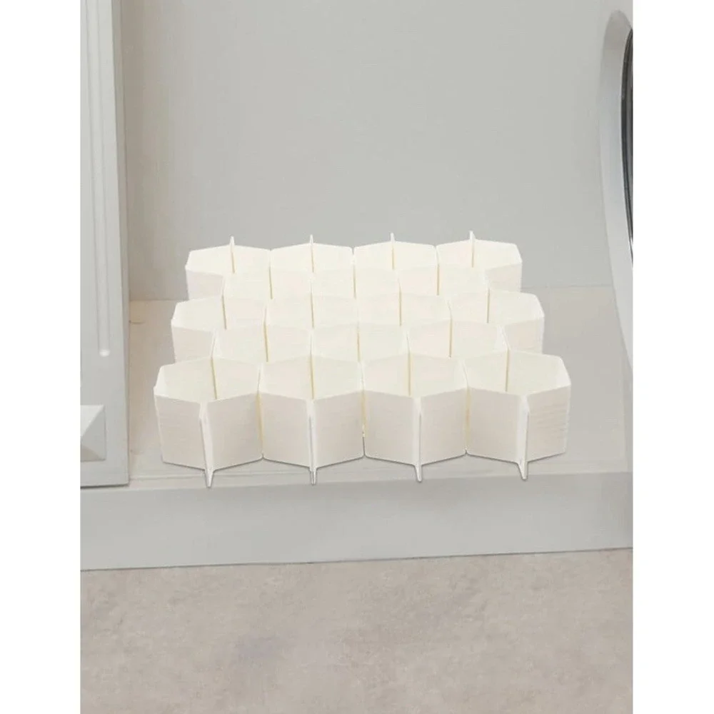 White Drawer Organizer Support Brackets - Neutral Storage Hardware